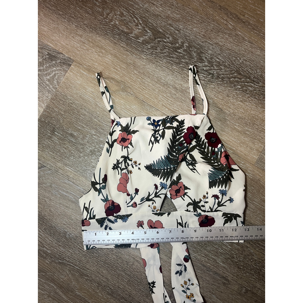 Love Brand Floral Tie-Back Crop Top XS - Open Back Cami Crotchet Style - Picture 1 of 5